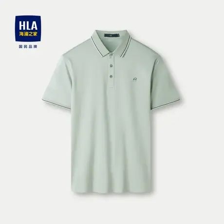 HLA/海澜之家舒适透气短袖丝光棉POLO衫24春夏新翻领纯色上衣男商品大图