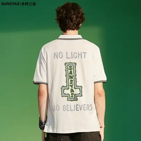 【特价清仓】×木村三社男士Polo衫宽松透气短袖t恤纯棉印花上衣商品大图