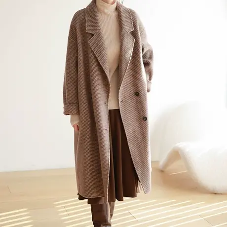 嘉茱莉2023秋冬新款格纹毛呢大衣女韩剧女主外套高级感商品大图