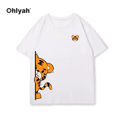 Ohlyah2022春夏潮牌白色短袖t恤女宽松韩版欧货纯棉半袖体恤上衣商品大图