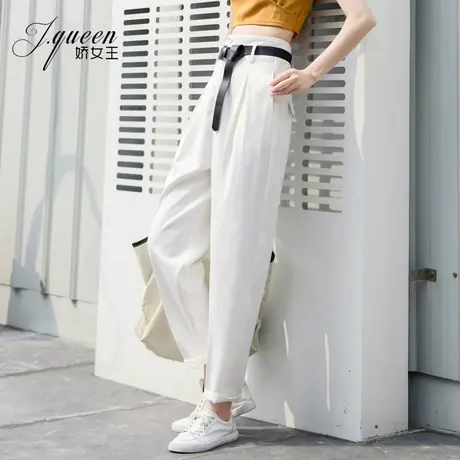 垂感高腰哈伦裤女夏季复古宽松显瘦老爹裤坠感休闲九分小脚萝卜裤商品大图