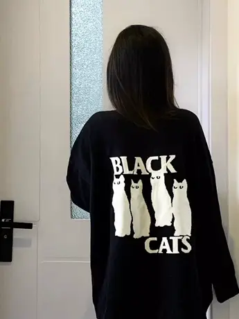 圆领卫衣女美式复古春秋2023新款小个子宽松慵懒港风chic套头上衣图片