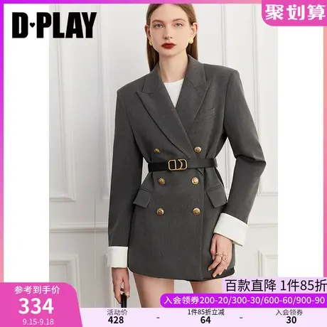DPLAY秋新款时尚灰休闲简约宽松气质通勤宽肩西装商品大图
