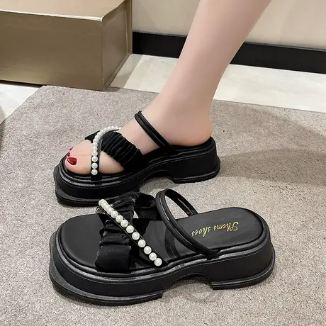 凉鞋女2023年夏季新款韩版拖鞋女外穿时尚百搭防滑露趾厚底凉拖鞋图片