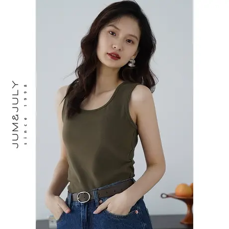 嘉茱莉秋冬新款加绒吊带背心女短款修身带胸垫一体式美背内搭外穿商品大图