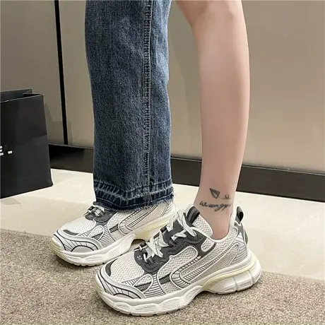 厚底老爹鞋女2024春ins网红百搭老爹鞋潮休闲女鞋网布透气运动鞋图片