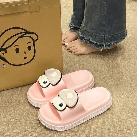 可爱蘑菇一字拖女夏季外穿情侣室内家居洗澡浴室防滑厚底凉拖鞋男商品大图