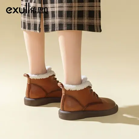 依思q雪地靴女2023年新款冬季女鞋英伦风加绒加厚马丁靴厚底棉鞋图片