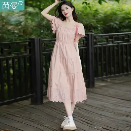 茵曼仙气白色连衣裙女高级感纯棉气质2023夏季新款时尚名媛女神范商品大图