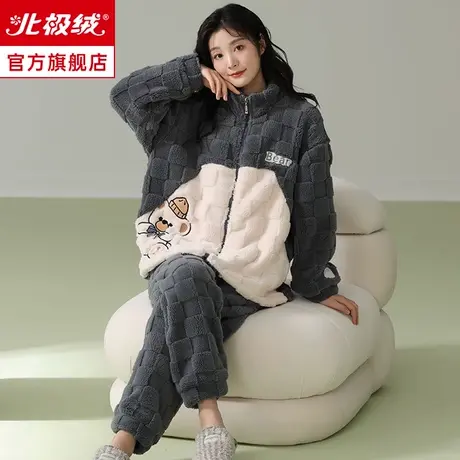 珊瑚绒睡衣女冬季2024新款法兰绒加厚加绒可爱外穿保暖家居服套装商品大图