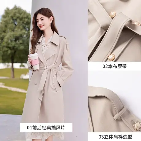 【直播间】香影风衣中长款女2023春秋季新款高级垂坠感休闲英伦风商品大图