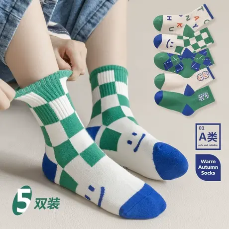 儿童袜子春秋男童中筒袜棉袜卡通秋冬中筒袜四季ins潮袜2022新款图片