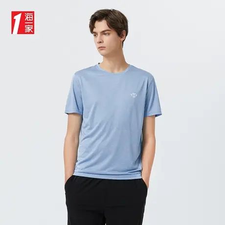 海一家体育运动短T修身圆领简约印花舒适休闲短袖T恤男商品大图