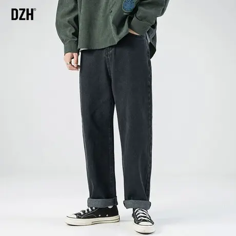 男生黑色直筒牛仔裤男春秋季宽松直筒长裤子2023新款潮牌休闲男裤图片