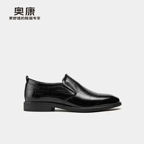 奥康 男鞋2025夏季新款正装皮鞋真皮商务舒适格纹休闲伴郎男鞋商品大图