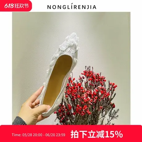 弄里人佳大码女鞋41-43码单鞋25春新款仙女法式风网纱花朵40 42商品大图
