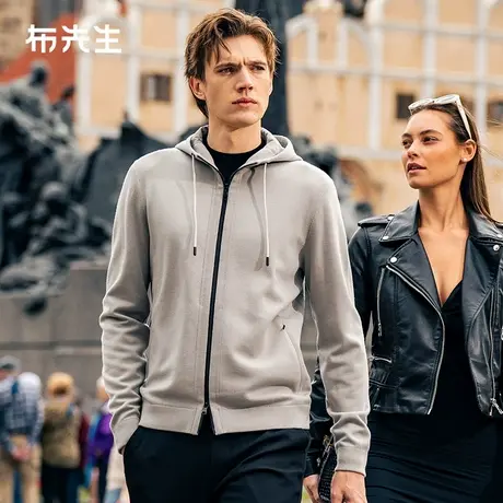 MrBu布先生时髦连帽外套夹克男春秋双色保暖羊毛开衫PT15578商品大图