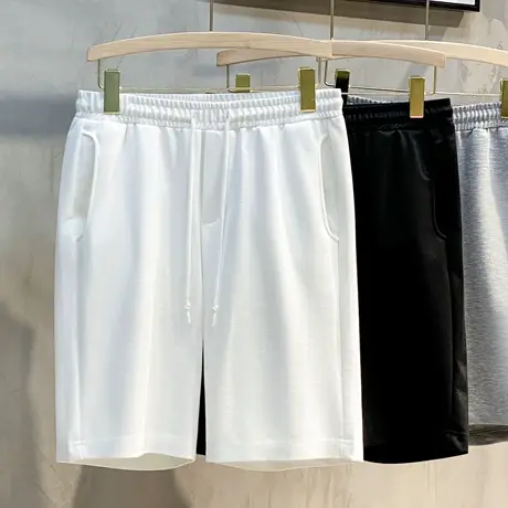 夏季韩版男士休闲短裤纯色简约潮男运动小直筒休闲裤男五分裤中裤商品大图