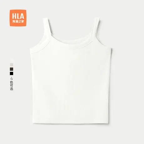 HLA/海澜之家圆领无袖白色背心25春夏新弹力修身透气套头上衣女装商品大图