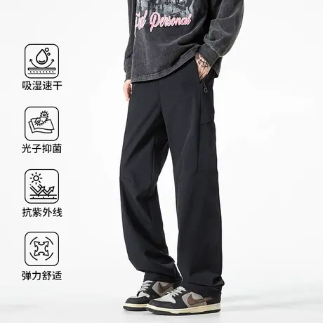 木林森2025春夏新品美式机能宽松直筒工装裤男潮牌春秋冲锋裤子图片