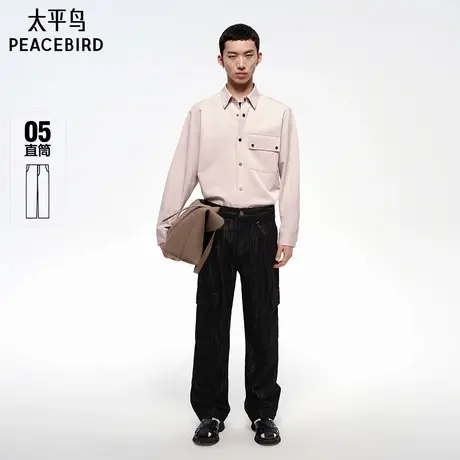 【商场同款】太平鸟男装莱赛尔牛仔裤秋新款工装直筒裤B1HAF3137图片