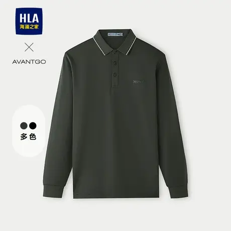 HLA/海澜之家轻商务经典系列长袖POLO25春夏新高周波印花上衣男图片