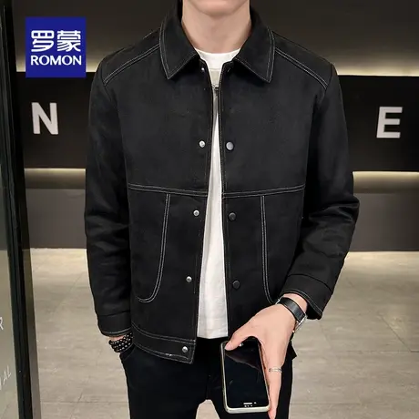 罗蒙男士时尚潮流翻领夹克衫2025秋季新款户外休闲工装百搭外套男图片