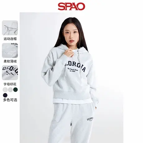 SPAO韩国同款秋冬女士简约时尚休闲印花连帽卫衣SPMHE4TG40商品大图