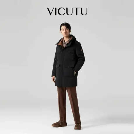 VICUTU威可多男士白鹅绒羽绒服舒暖御寒时尚连帽商务通勤百搭外套图片