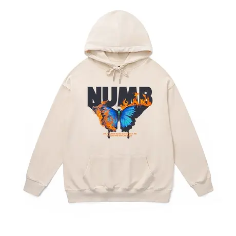 朋克摇滚风高街卫衣酷潮炸街火焰蓝蝶西海岸连帽套头外套纯棉大码图片