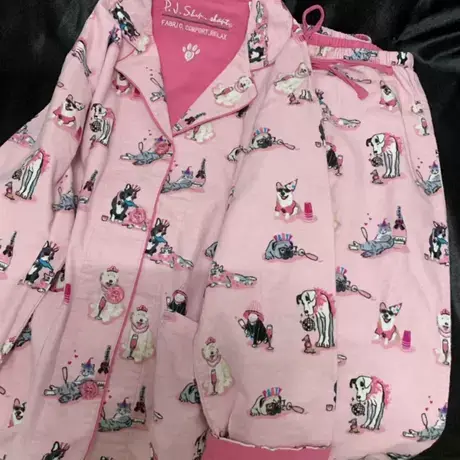 韩系秋冬新款双面磨毛全棉西装领长袖长裤睡衣套装家居服少女商品大图