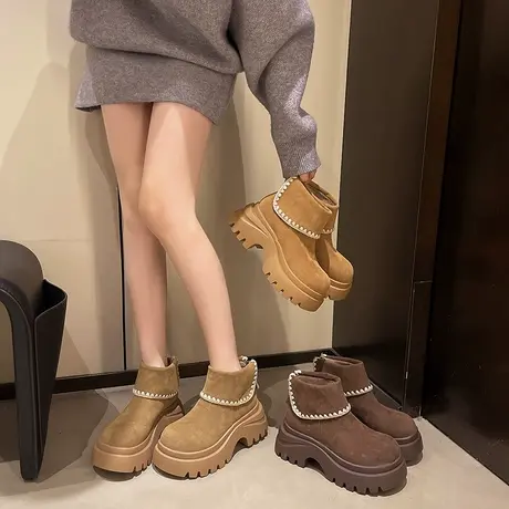 厚底增高短靴女2025秋季新款高级小个子百搭马丁靴配裙子气质靴子商品大图