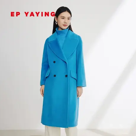 EP雅莹女装 美利奴羊毛时尚大翻领中长款大衣 2023秋冬新款8505A商品大图