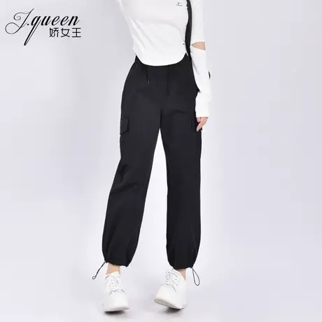 工装裤女2023秋季新款高腰显瘦抽绳休闲裤设计感宽松束脚阔腿裤子商品大图