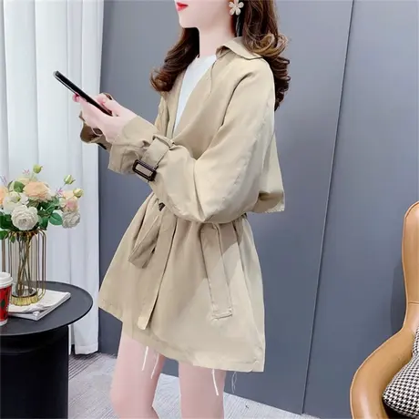 卡其色风衣外套女春季2023年新款宽松中长款小个子设计感休闲外套商品大图