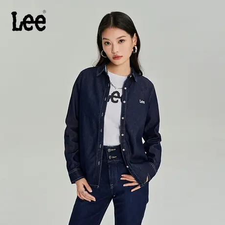 Lee商场同款23秋冬新品标准版清水洗女牛仔长袖衬衫LWT0067116DE图片