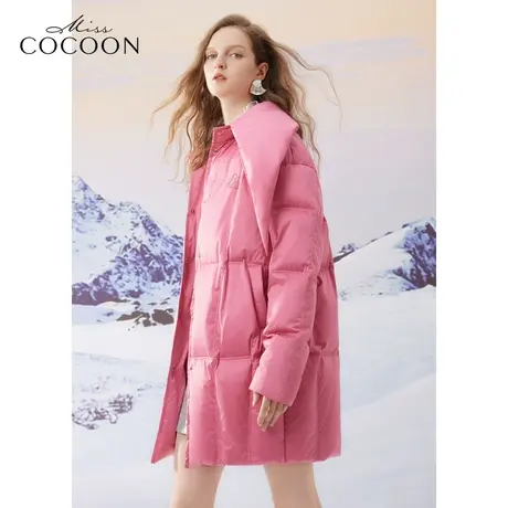 misscocoon23非正式学院风秋冬新款优雅缎面挺阔抗皱女巫领羽绒服图片