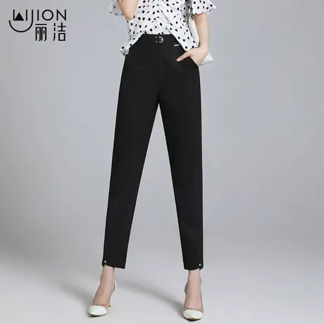 丽洁夏季九分裤哈伦裤黑色小脚西裤宽松西装裤2023新款女裤薄裤子商品大图