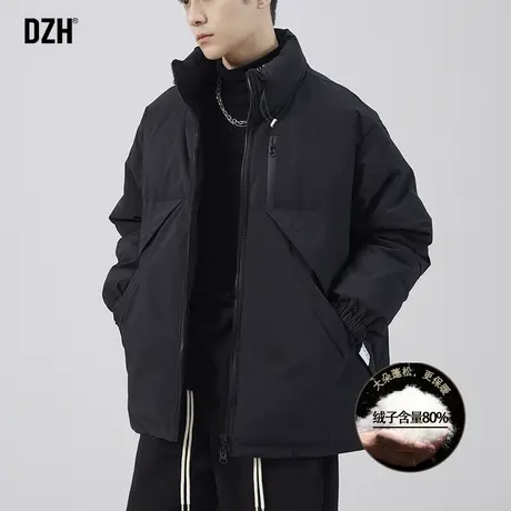 男士立领冬季羽绒服男潮2023新款保暖黑色外套加绒加厚防寒服冬装图片