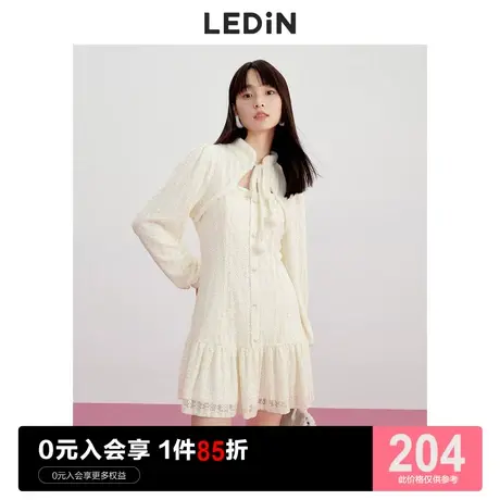 乐町气质蕾丝连衣裙休闲秋冬新款新中式国风小个子温柔奶糯裙子图片
