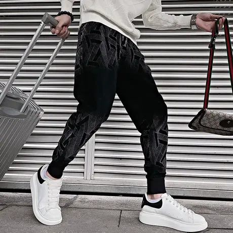 春季束腿裤痞帅潮牌设计感裤子2023新款渐变色男裤哈伦休闲裤卫裤商品大图