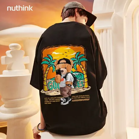 oversize国潮宽松潮流短袖T恤男潮日系潮牌加肥加大胖子夏季半袖商品大图