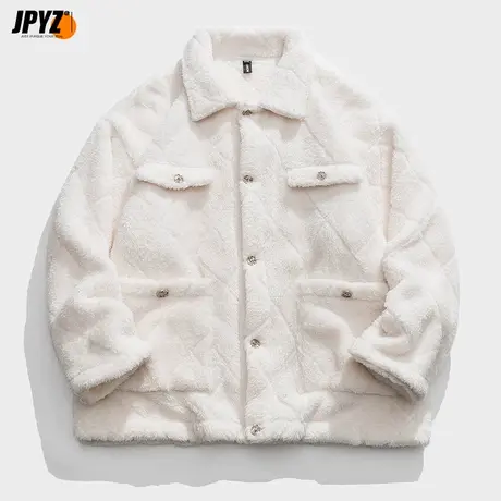 羊羔绒外套男2022秋冬季新款加绒加厚御寒保暖夹克男士摇粒绒男装图片