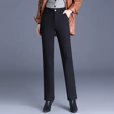 时尚直筒裤高腰休闲裤气质显瘦长裤女秋冬季2023新款加绒小脚裤子商品大图