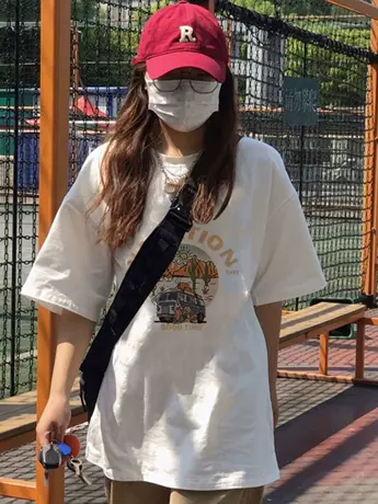 白色仿棉短袖t恤女2023新款夏季小众设计感法式甜辣宽松显瘦上衣图片