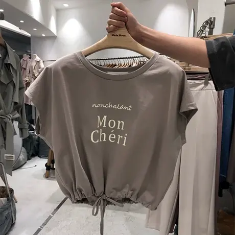 小众设计感t恤短袖女2025年新款韩版宽松半袖夏季甜美上衣蝙蝠衫商品大图