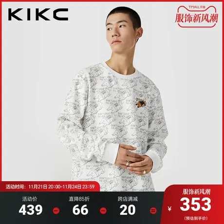 kikc卫衣男2023秋季新款商场同款满印卡通刺绣休闲减龄圆领卫衣潮商品大图