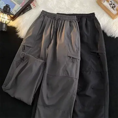 美式高街冲锋裤男潮牌嘻哈oversize束脚运动裤机能痞帅直筒工装裤商品大图