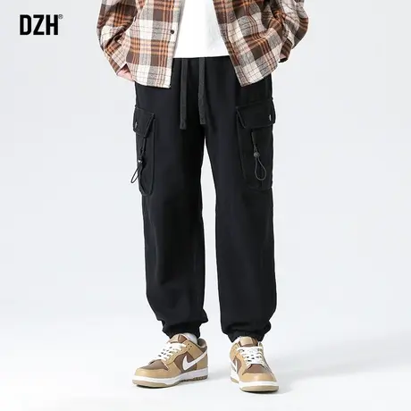 男士黑色工装裤男束脚秋季宽松全棉裤子2023新款休闲长裤百搭男裤商品大图
