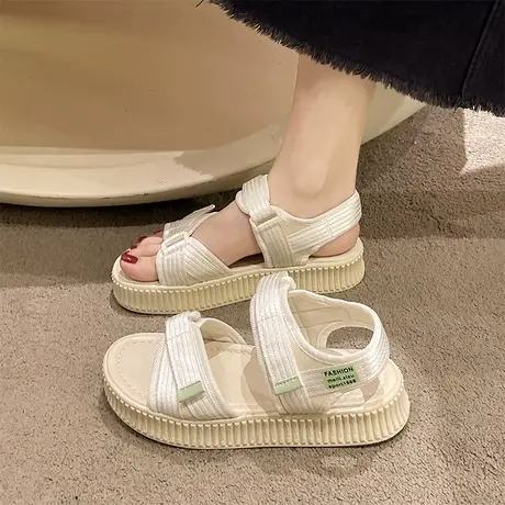 网红厚底凉鞋女2023年新款夏季孕妇软底沙滩鞋子休闲百搭运动女鞋图片